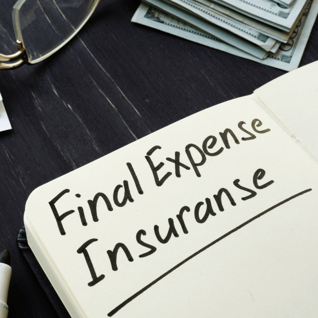 Close-up of a neatly organized desk with a document labeled 'Final Expenses Insurance,' highlighting thoughtful end-of-life financial planning.